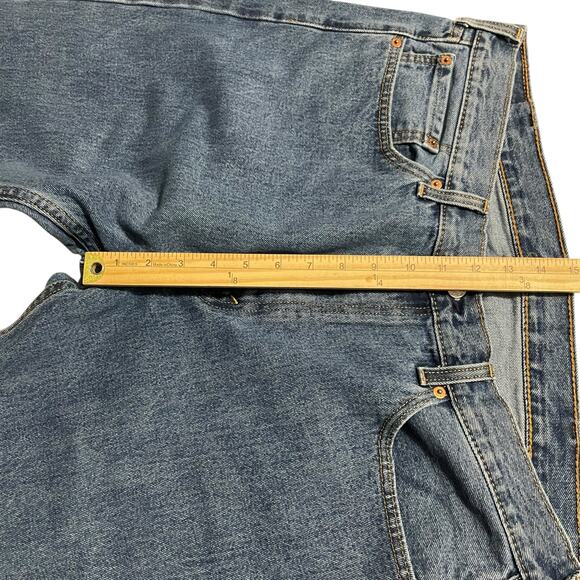 Levis 505 Mens Jeans Size 38 Blue Regular Fit Straight Zip Fly Denim Inseam 28 - Picture 11 of 12